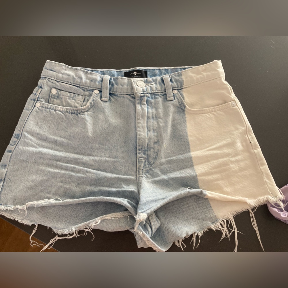 Seven jeans two tone bleach mini shorts 28